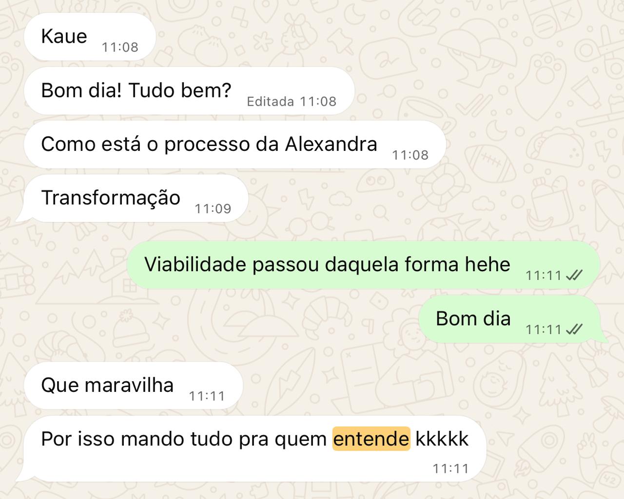 Print de conversa de WhatsApp sobre uma restituição de ICMS identificada pra um parceiro